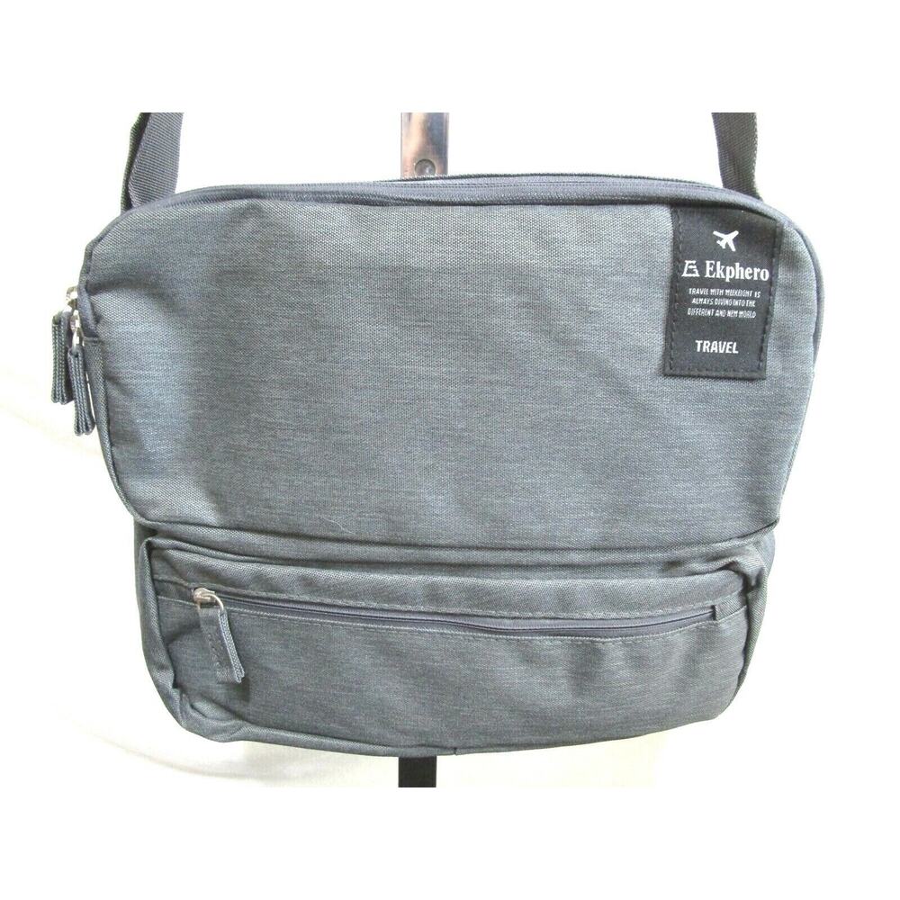 EUC!! Ekphero Small Gray Nylon 10" Padded Tablet Laptop Crossbody Travel Bag